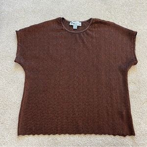 Vintage Lana Sport Top Women’s Medium Petite Short Sleeve Brown Metallic Scrunch